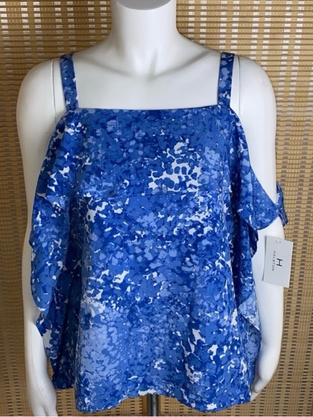 H Halston Cold Shoulder Hampton Beach Abstract Floral Size XS NWT